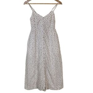 Madewell Womens White Brown Floral Button-Front Sundress Size 0 Cottagecore